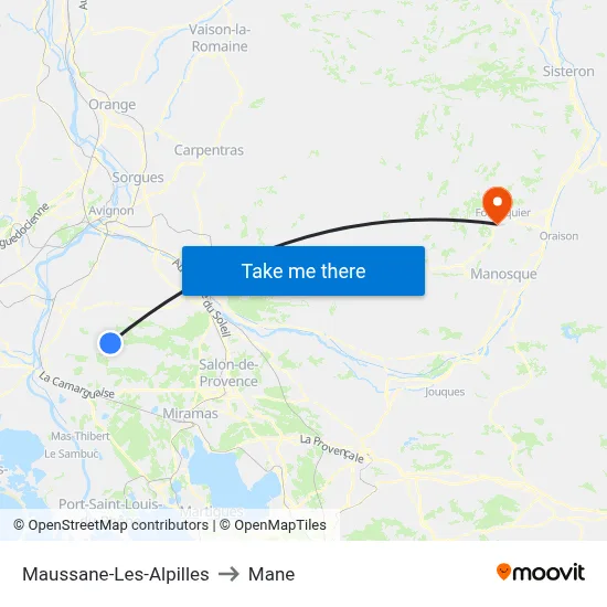 Maussane-Les-Alpilles to Mane map
