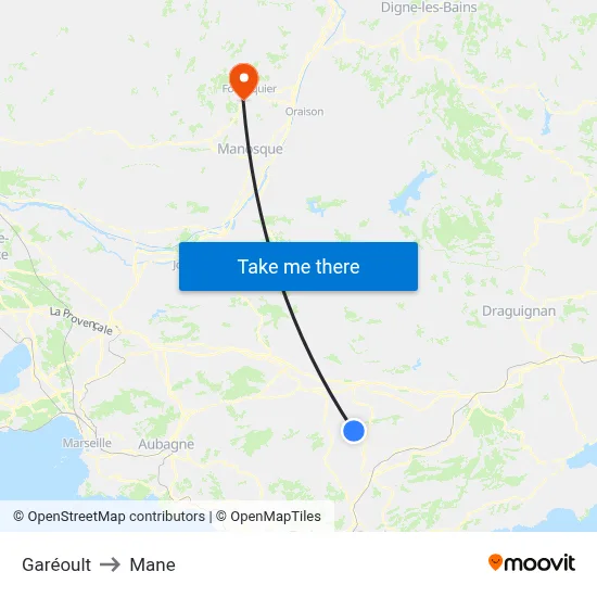 Garéoult to Mane map