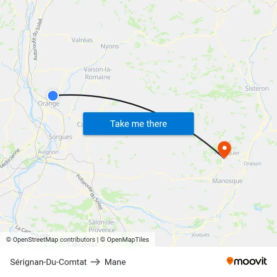 Sérignan-Du-Comtat to Mane map