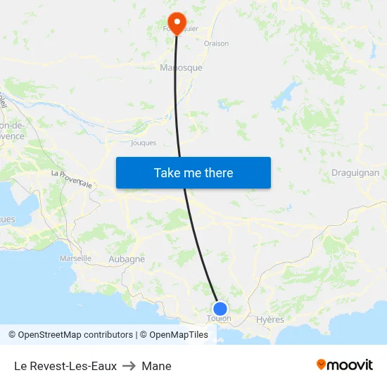 Le Revest-Les-Eaux to Mane map