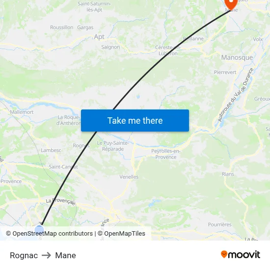 Rognac to Mane map
