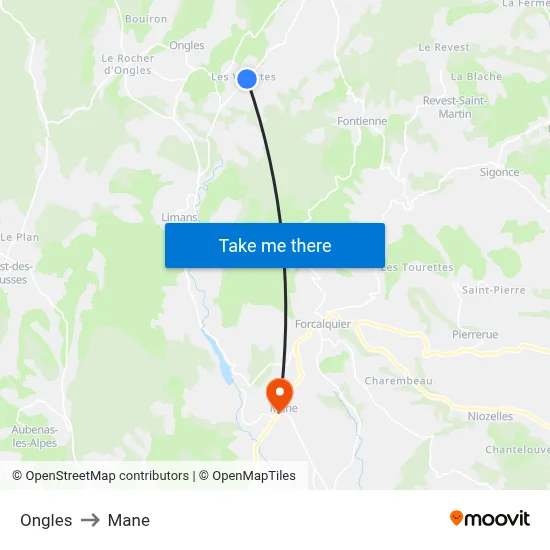 Ongles to Mane map