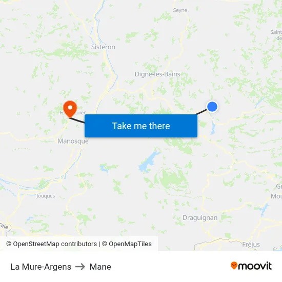 La Mure-Argens to Mane map