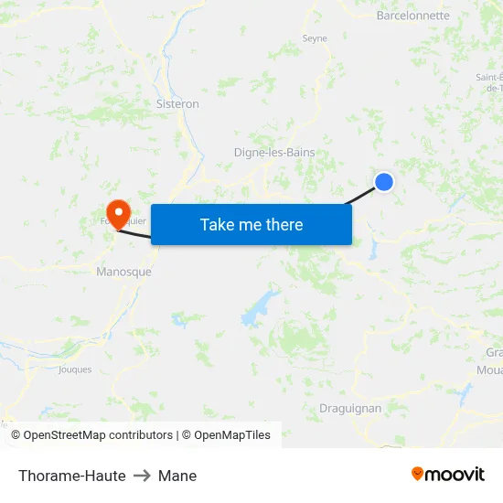 Thorame-Haute to Mane map