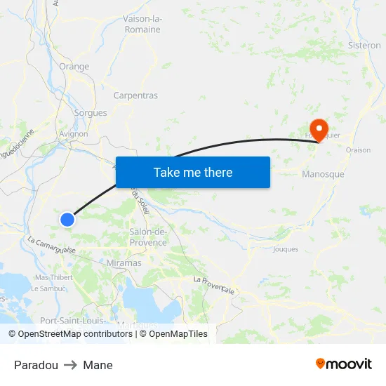 Paradou to Mane map