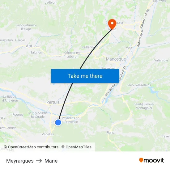 Meyrargues to Mane map