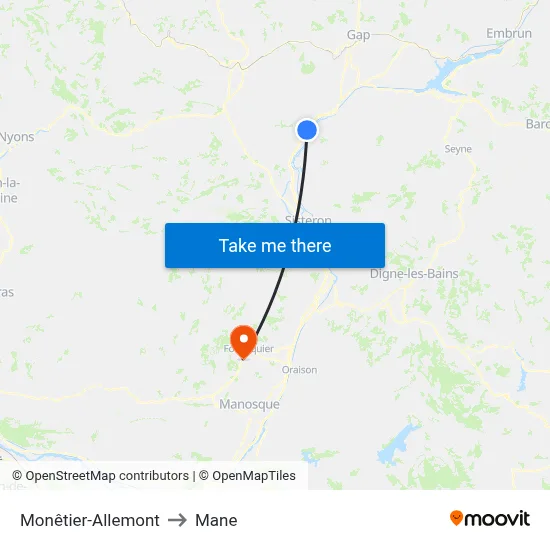 Monêtier-Allemont to Mane map