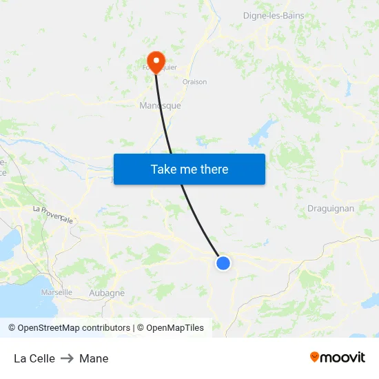 La Celle to Mane map