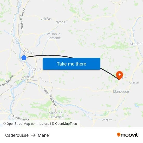 Caderousse to Mane map