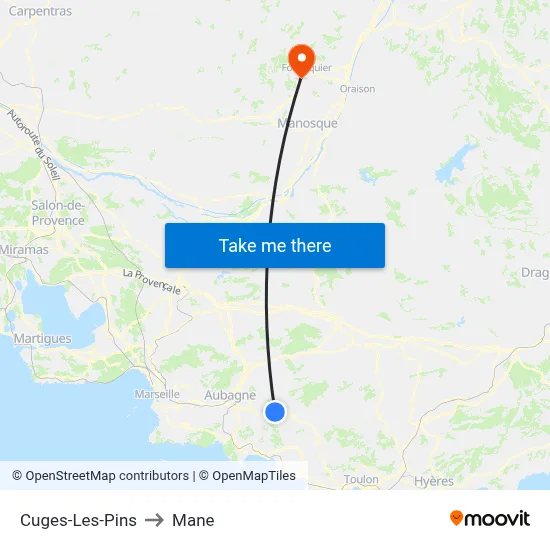 Cuges-Les-Pins to Mane map