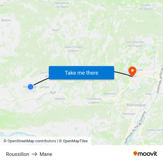 Roussillon to Mane map