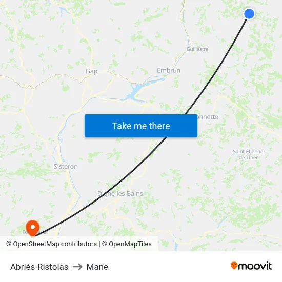 Abriès-Ristolas to Mane map