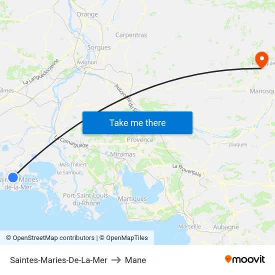 Saintes-Maries-De-La-Mer to Mane map