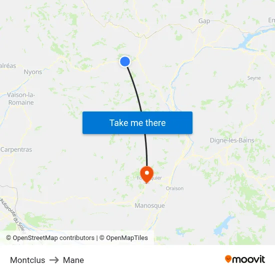 Montclus to Mane map