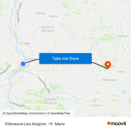 Villeneuve-Lès-Avignon to Mane map