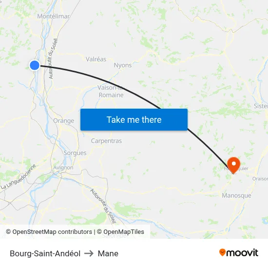 Bourg-Saint-Andéol to Mane map