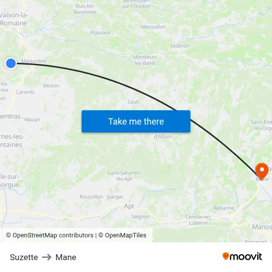 Suzette to Mane map