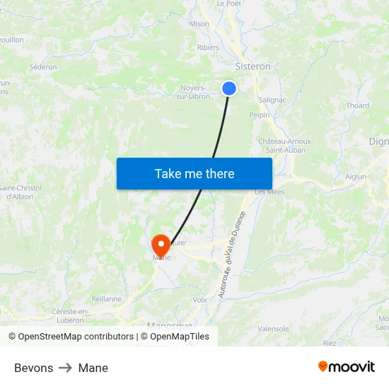 Bevons to Mane map