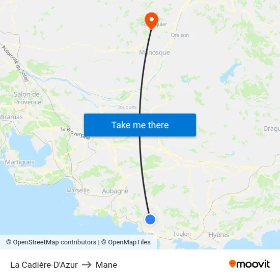 La Cadière-D'Azur to Mane map
