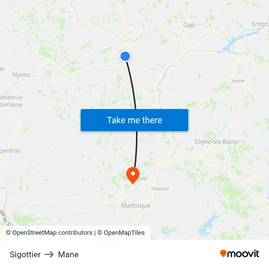Sigottier to Mane map