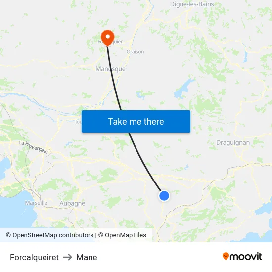 Forcalqueiret to Mane map