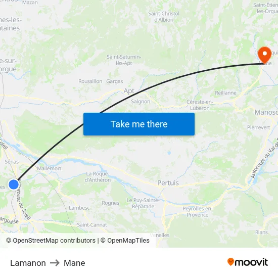 Lamanon to Mane map