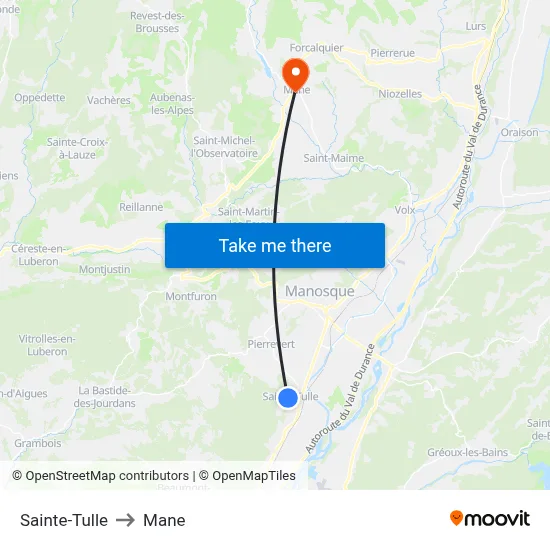 Sainte-Tulle to Mane map