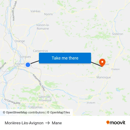Morières-Lès-Avignon to Mane map