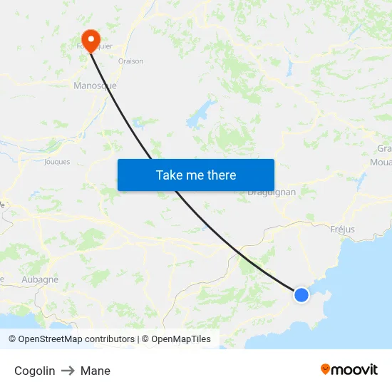 Cogolin to Mane map