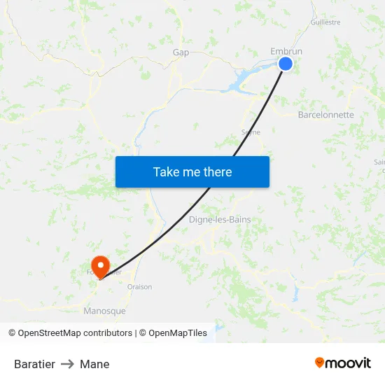 Baratier to Mane map