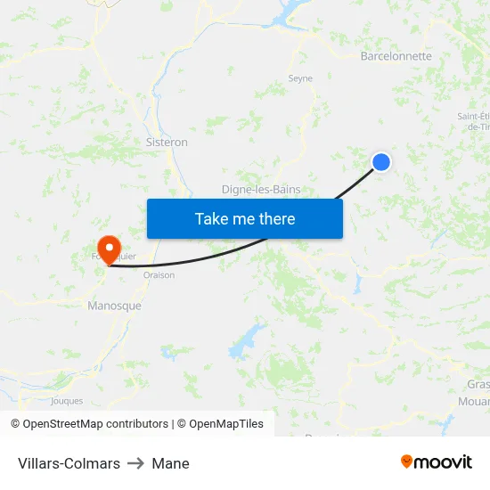 Villars-Colmars to Mane map
