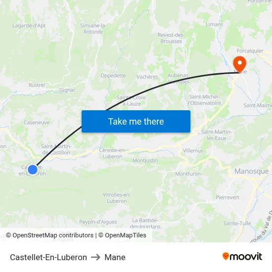 Castellet-En-Luberon to Mane map