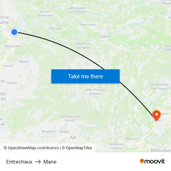 Entrechaux to Mane map
