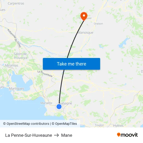 La Penne-Sur-Huveaune to Mane map