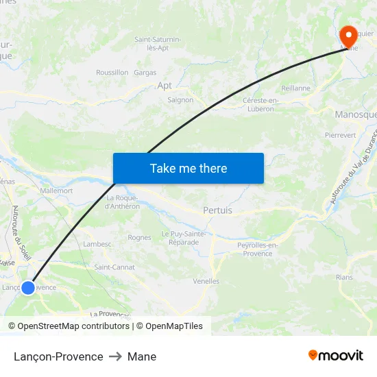 Lançon-Provence to Mane map
