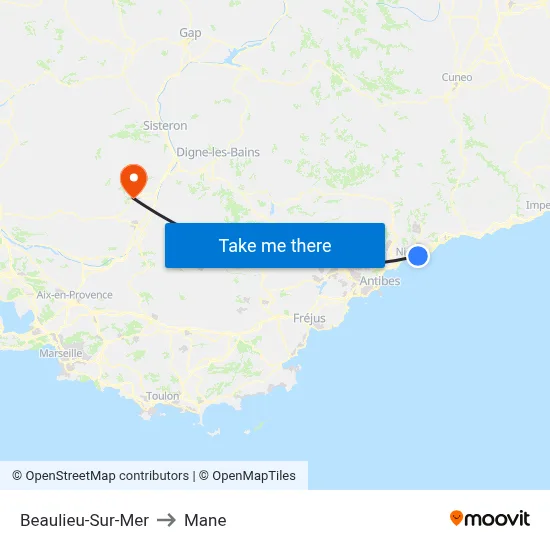 Beaulieu-Sur-Mer to Mane map
