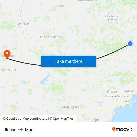Ilonse to Mane map