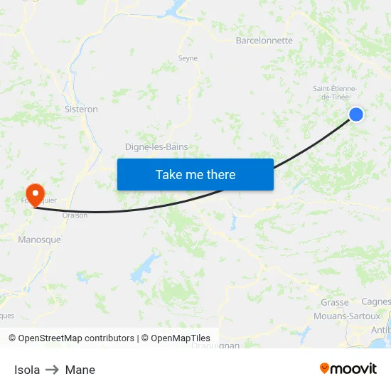 Isola to Mane map