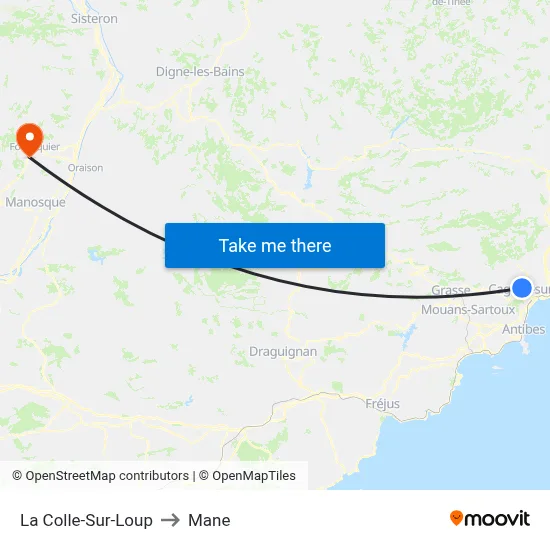 La Colle-Sur-Loup to Mane map