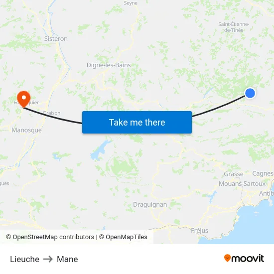 Lieuche to Mane map