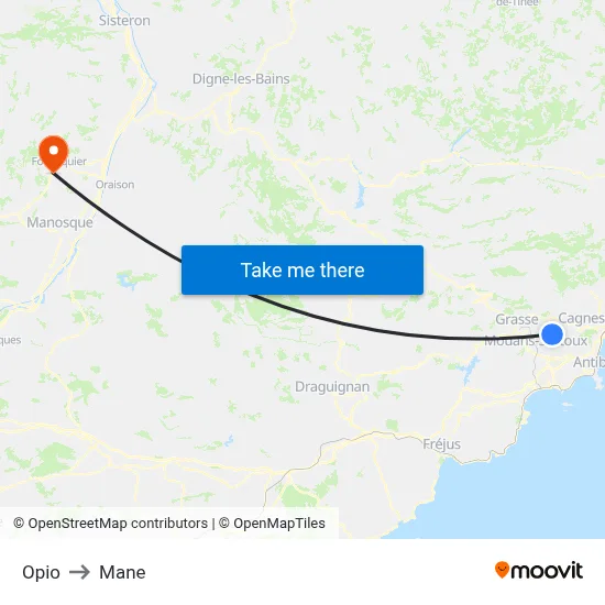 Opio to Mane map