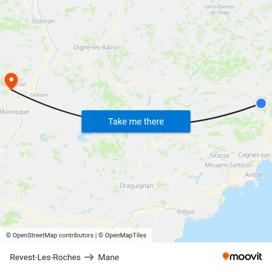 Revest-Les-Roches to Mane map