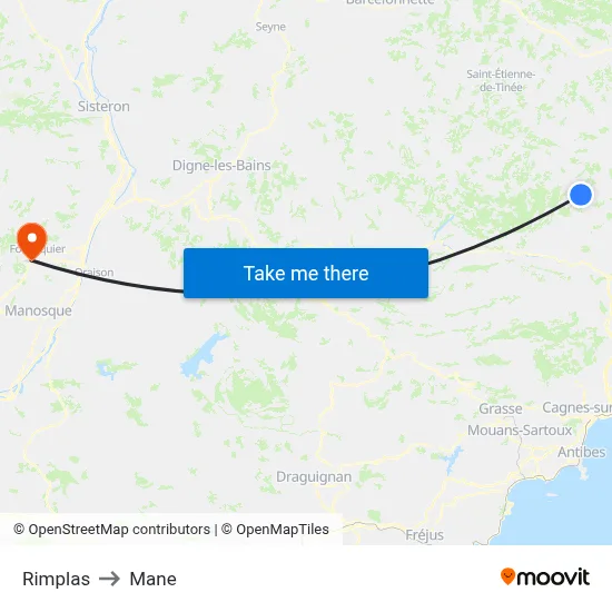 Rimplas to Mane map