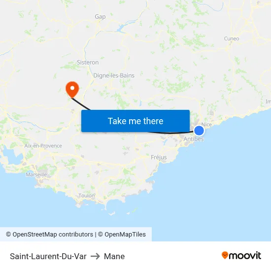 Saint-Laurent-Du-Var to Mane map