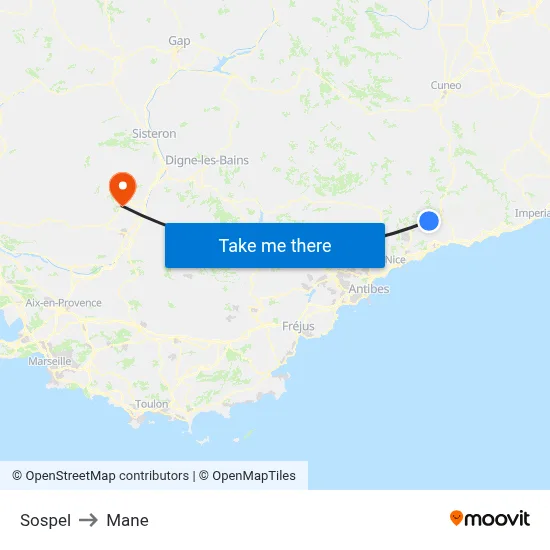 Sospel to Mane map