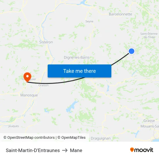 Saint-Martin-D'Entraunes to Mane map