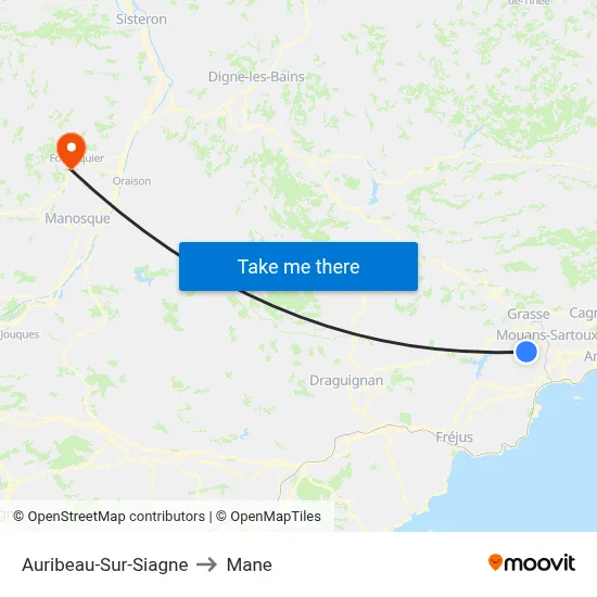 Auribeau-Sur-Siagne to Mane map
