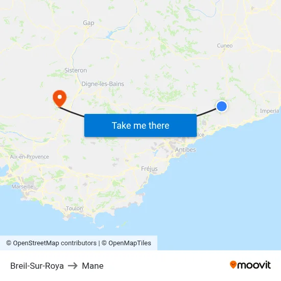 Breil-Sur-Roya to Mane map
