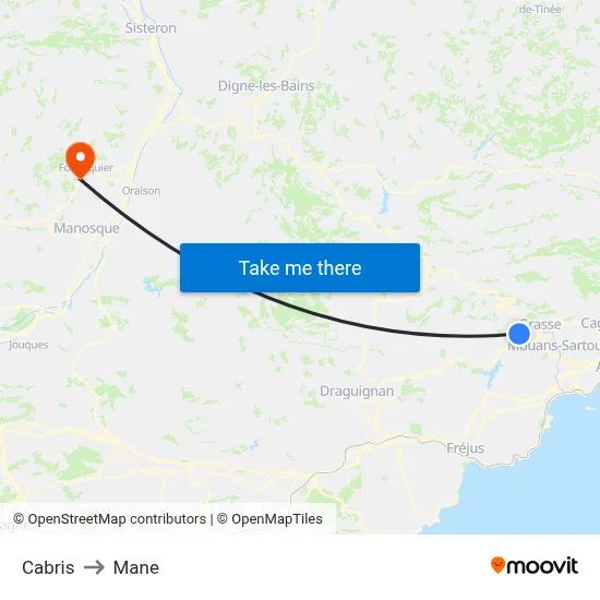 Cabris to Mane map