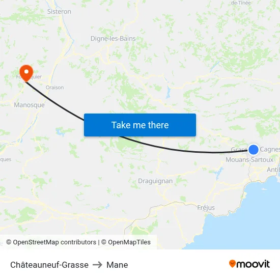 Châteauneuf-Grasse to Mane map